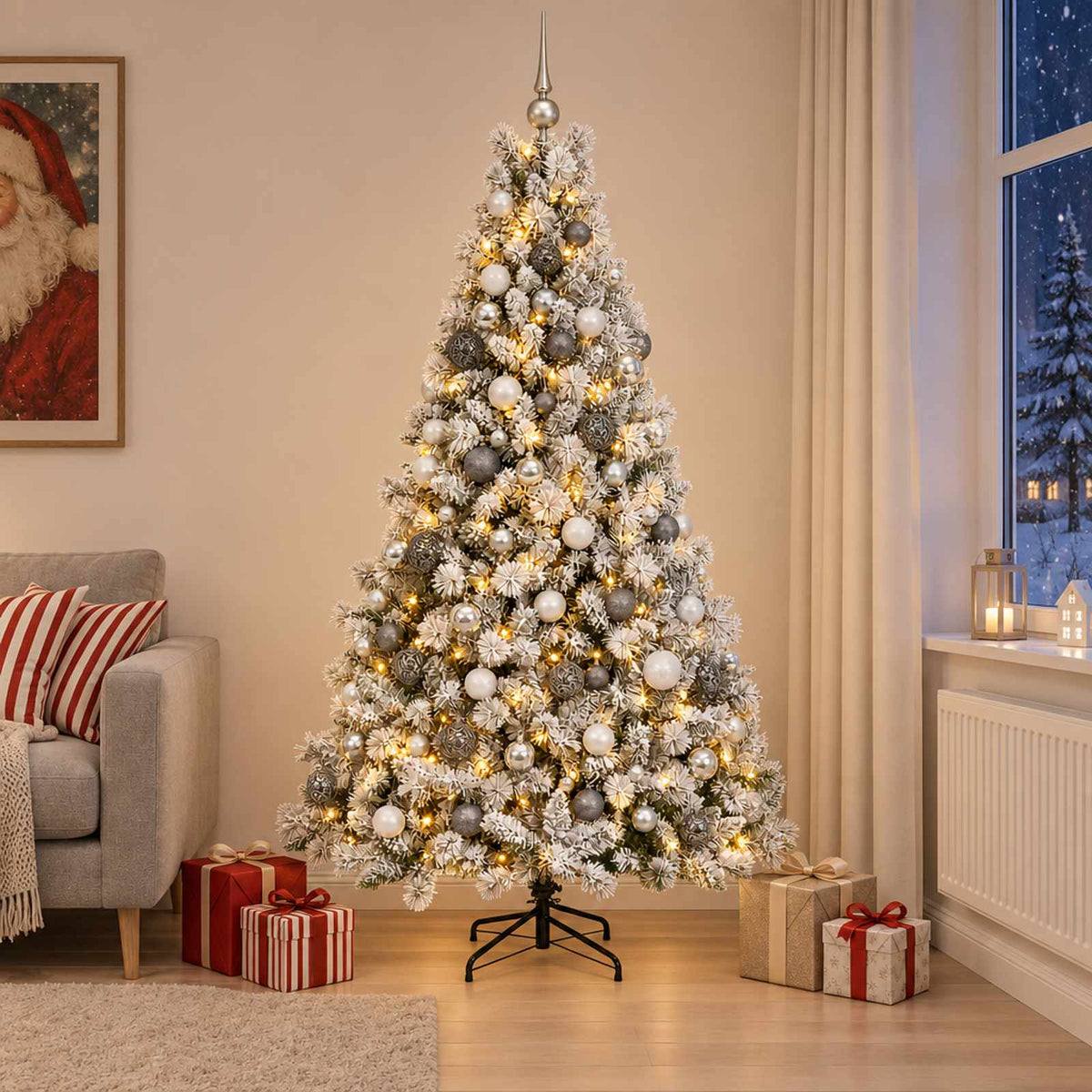 Dirbtinė Kalėdų eglutė su burbulais 210 cm 300 LED Šilta balta