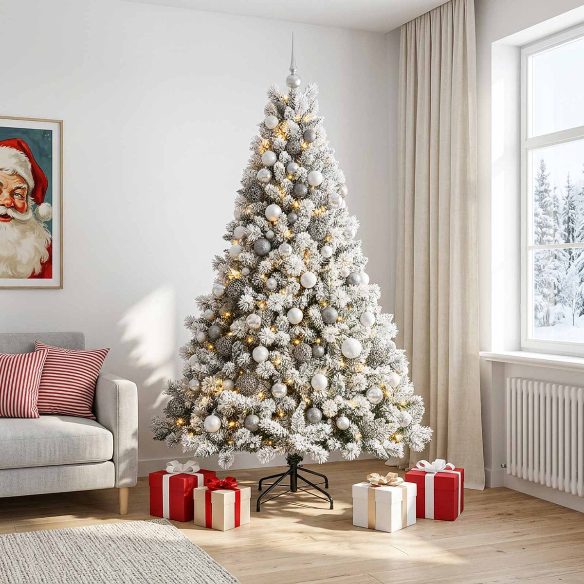 Dirbtinė Kalėdų eglutė su burbulais 210 cm 300 LED Šilta balta