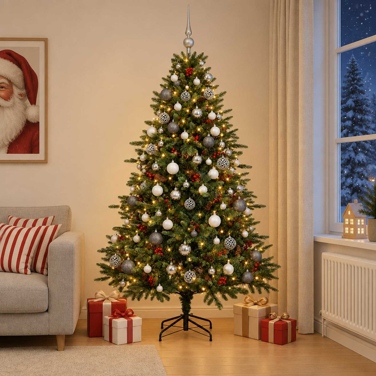 Dirbtinė kalėdinė eglutė su rutuliuku 210 cm 300 LED