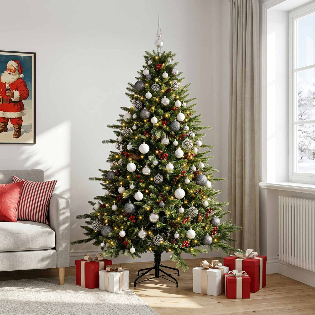 Dirbtinė kalėdinė eglutė su rutuliuku 210 cm 300 LED