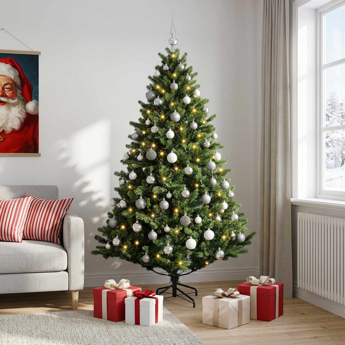Dirbtinė Kalėdų eglutė su burbulais 210 cm 300 LED Šilta balta