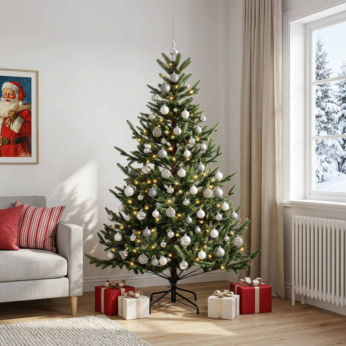 Dirbtinė kalėdinė eglutė su rutuliuku 180 cm 300 LED