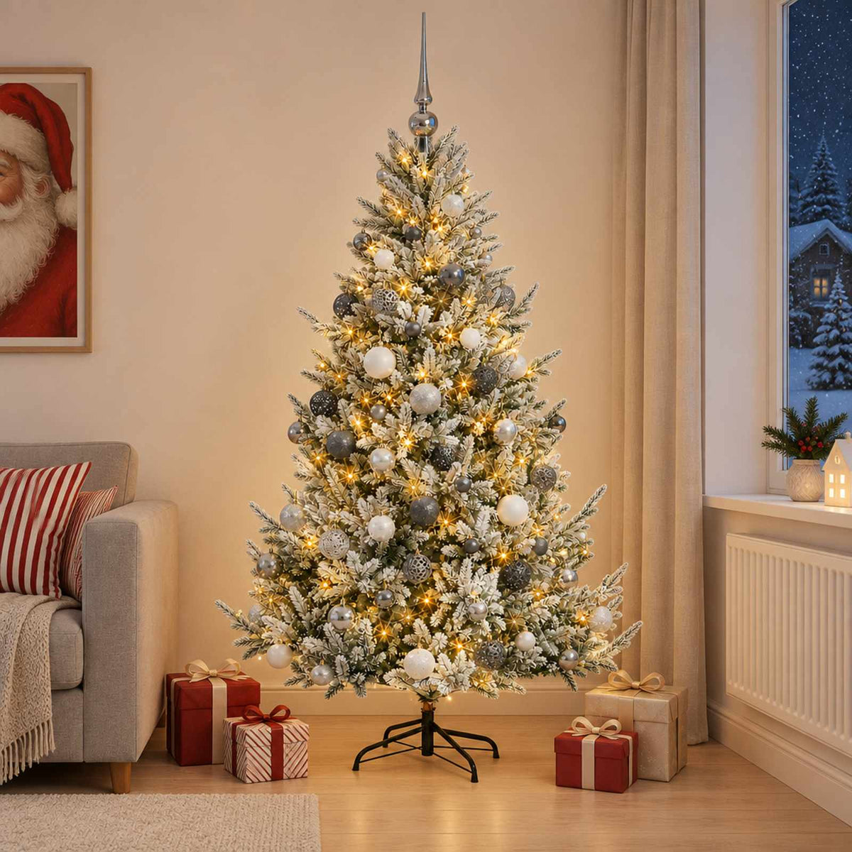Dirbtinė kalėdinė eglutė su rutuliuku 180 cm 300 LED