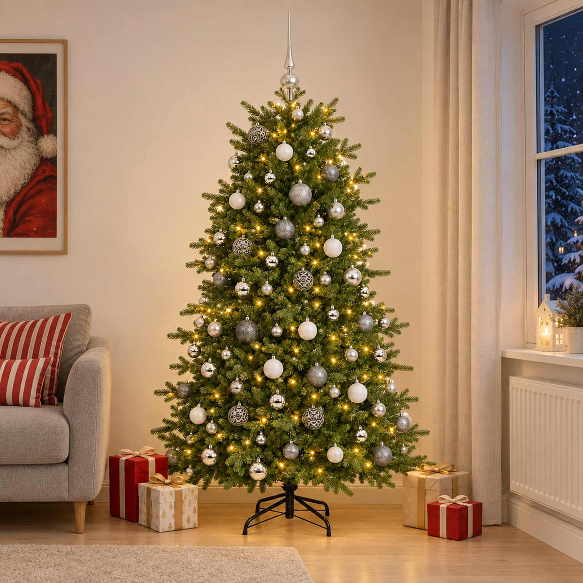 Dirbtinė kalėdinė eglutė su rutuliuku 210 cm 300 LED
