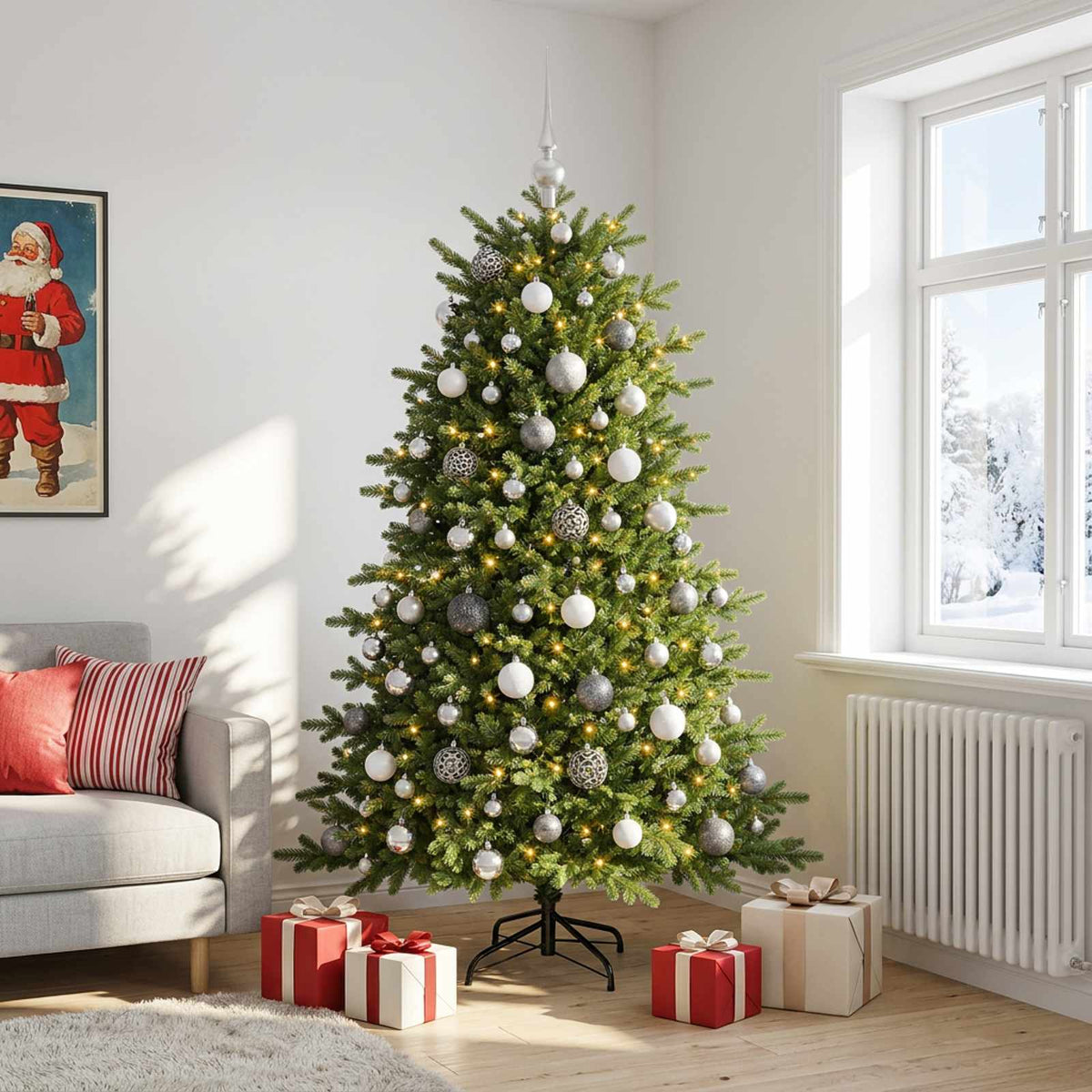 Dirbtinė kalėdinė eglutė su rutuliuku 210 cm 300 LED