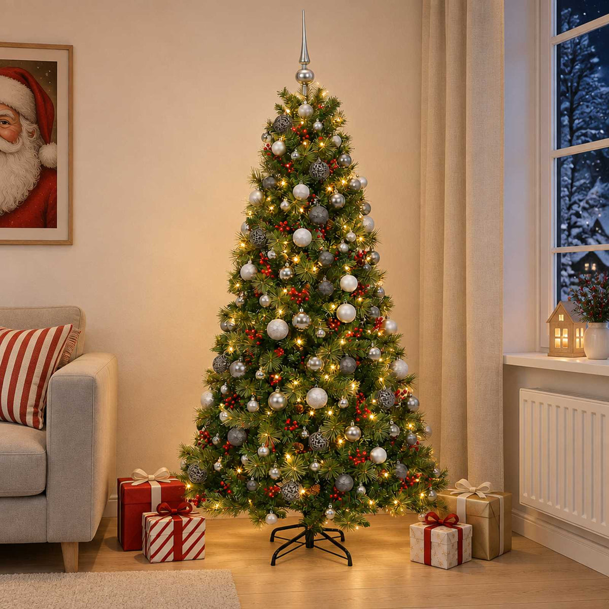 Dirbtinė kalėdinė eglutė su rutuliuku 210 cm 300 LED