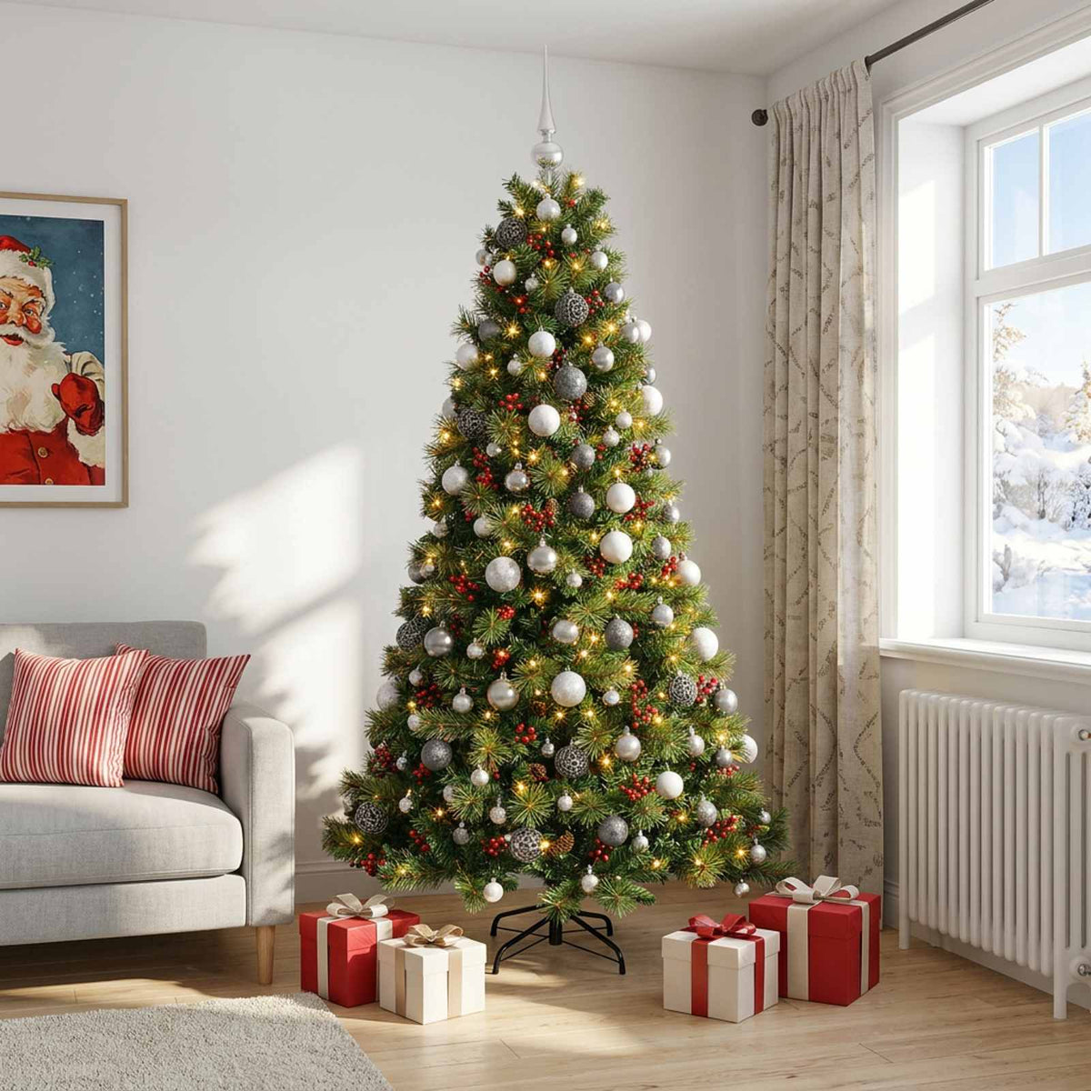 Dirbtinė kalėdinė eglutė su rutuliuku 210 cm 300 LED