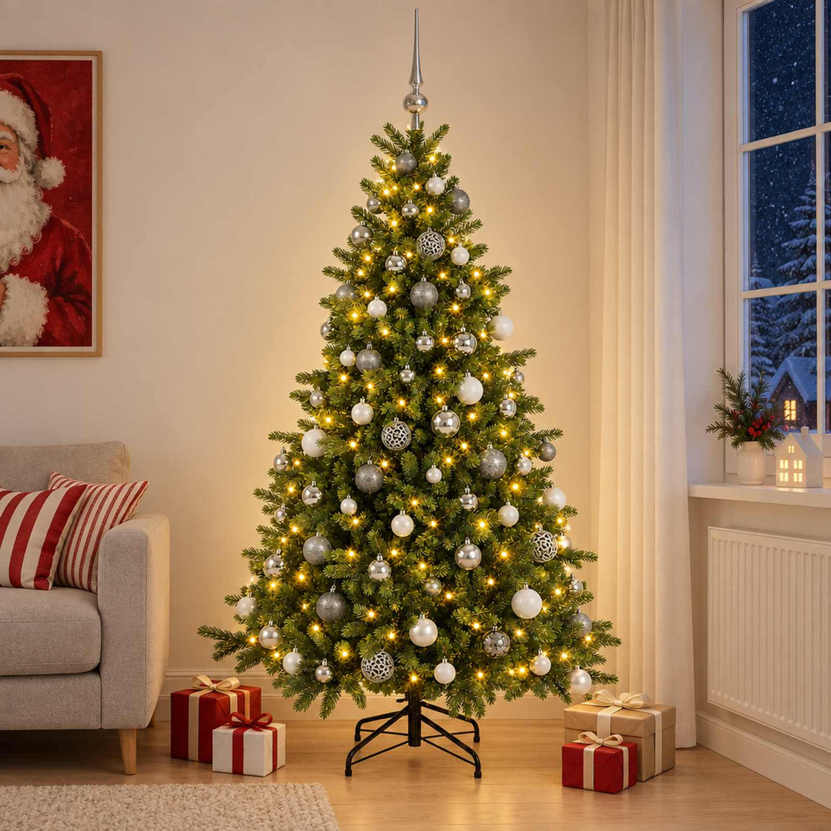 Dirbtinė kalėdinė eglutė su rutuliuku 210 cm 300 LED