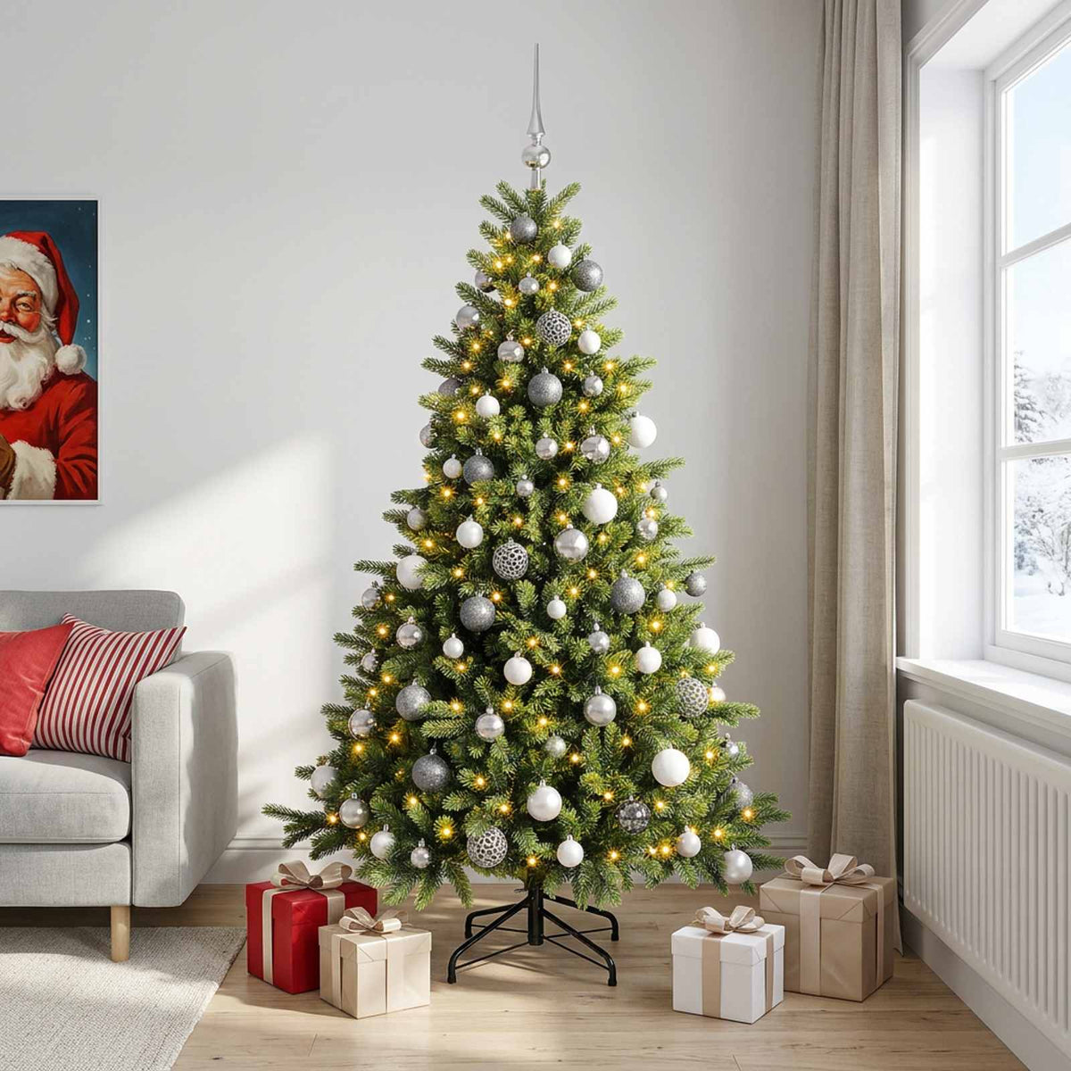 Dirbtinė kalėdinė eglutė su rutuliuku 210 cm 300 LED