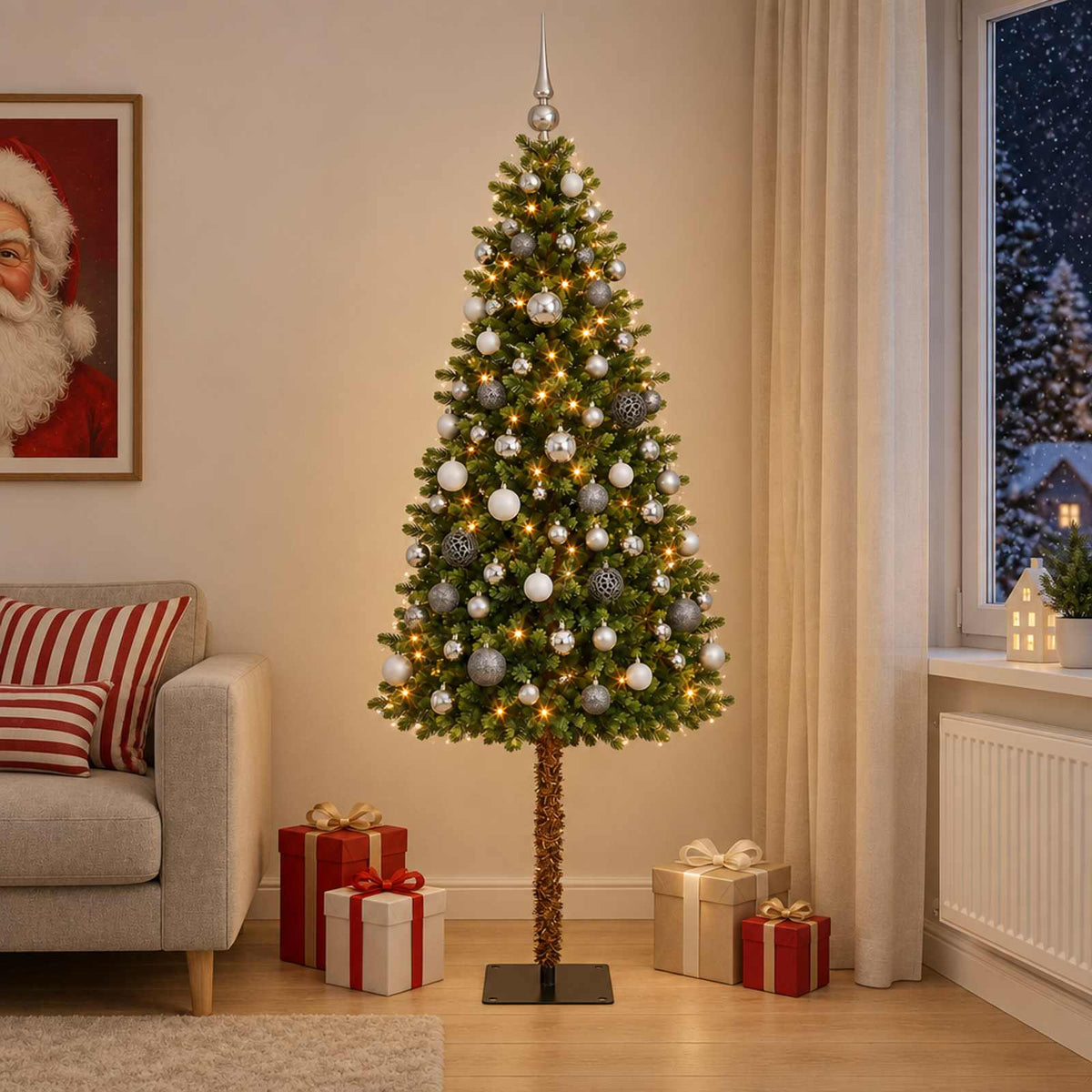 Dirbtinė Kalėdų eglutė su burbulais 180 cm 300 LED Šilta balta