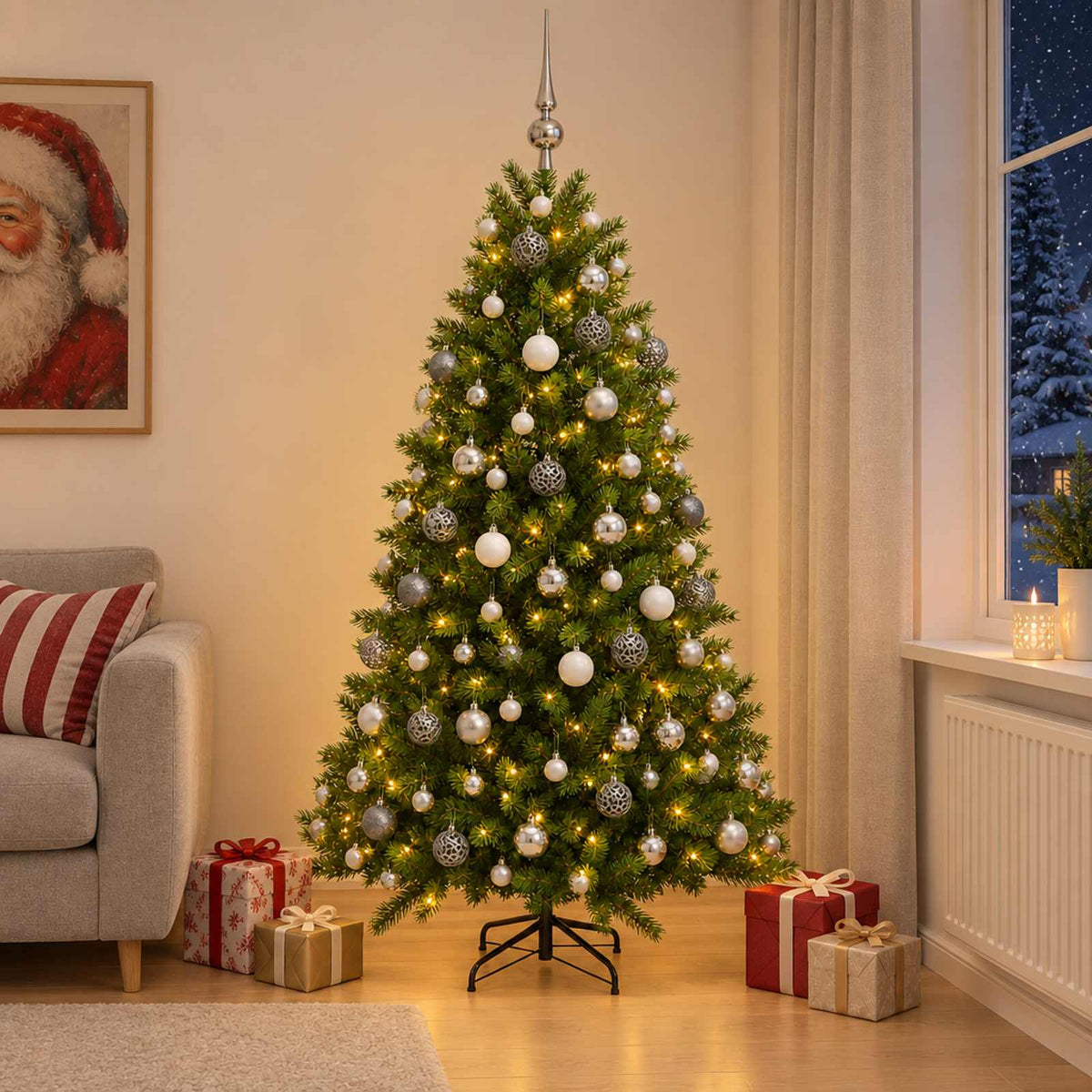 Dirbtinė Kalėdų eglutė su burbulais 240 cm 300 LED Šilta balta