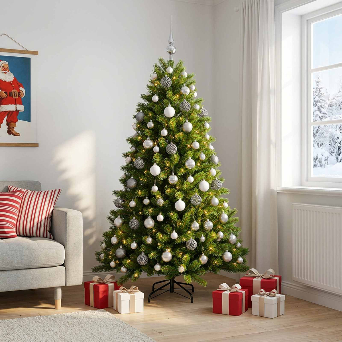 Dirbtinė Kalėdų eglutė su burbulais 180 cm 300 LED Šilta balta