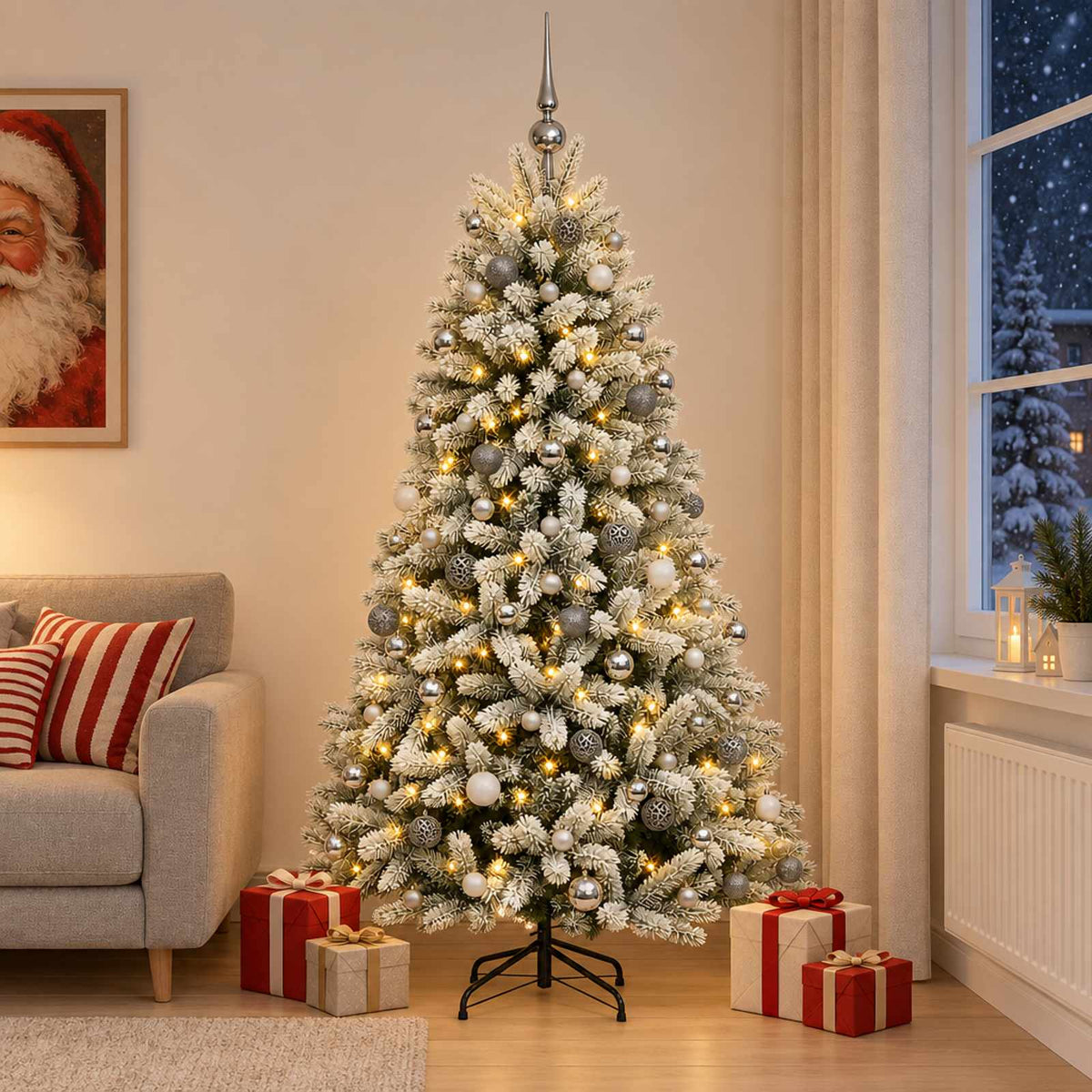 Dirbtinė Kalėdų eglutė su burbulais 210 cm 300 LED Šilta balta