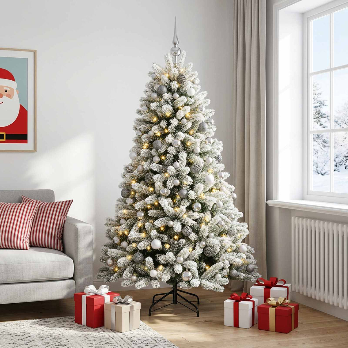 Dirbtinė Kalėdų eglutė su burbulais 210 cm 300 LED Šilta balta