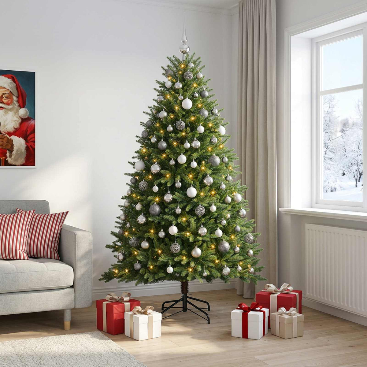 Dirbtinė Kalėdų eglutė su burbulais 240 cm 300 LED Šilta balta