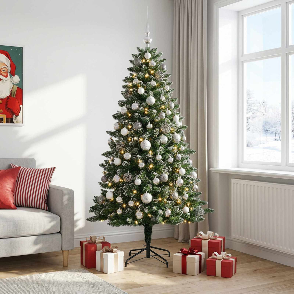 Dirbtinė Kalėdų eglutė su burbulais 180 cm 300 LED Šilta balta