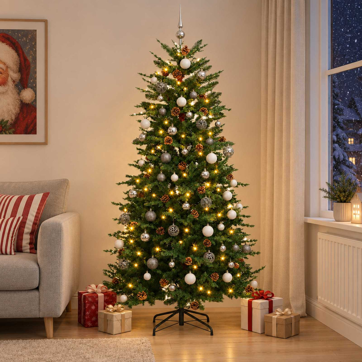 Dirbtinė Kalėdų eglutė su burbulais 210 cm 300 LED Šilta balta