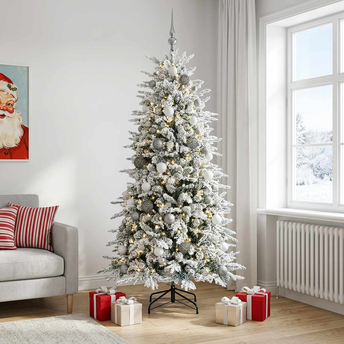 Dirbtinė Sulankstoma Kalėdų Eglutė 180 cm 300 LED Šilta balta