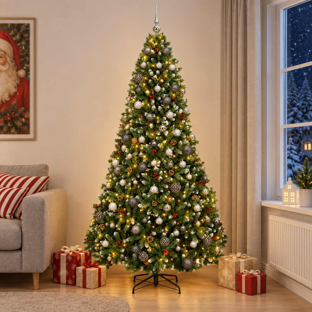 Dirbtinė Kalėdų eglutė su burbulais 300 cm 300 LED Šilta balta