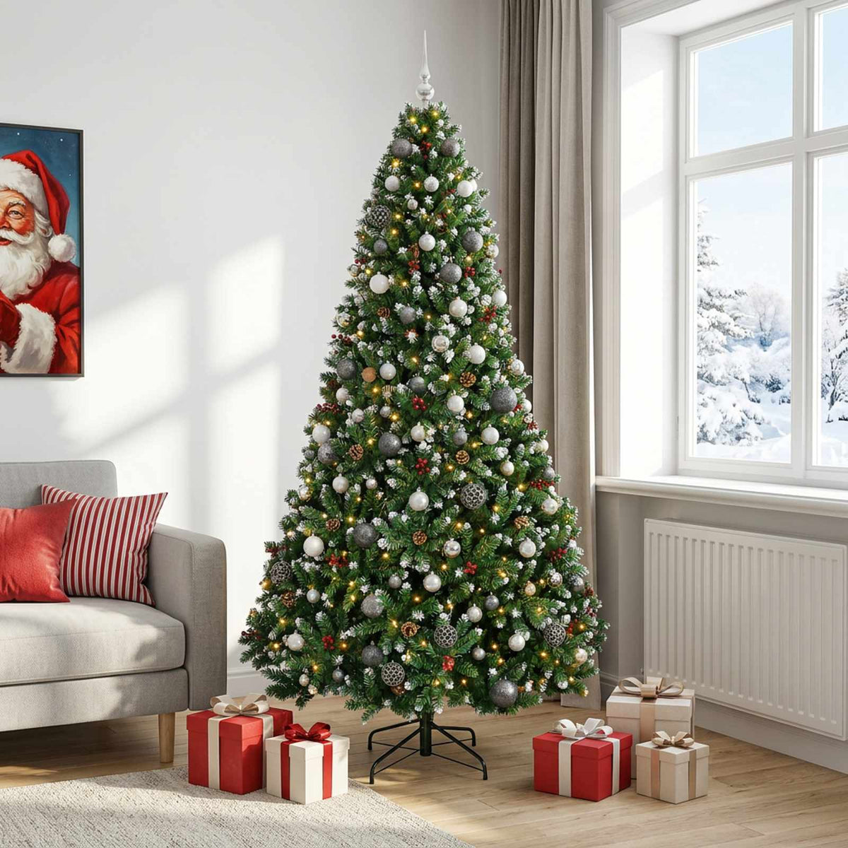 Dirbtinė Kalėdų eglutė su burbulais 240 cm 300 LED Šilta balta
