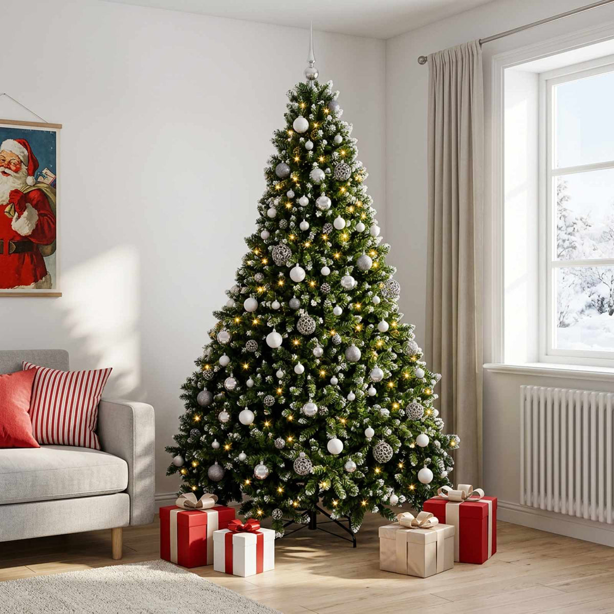 Dirbtinė Kalėdų eglutė su burbulais 210 cm 300 LED Šilta balta