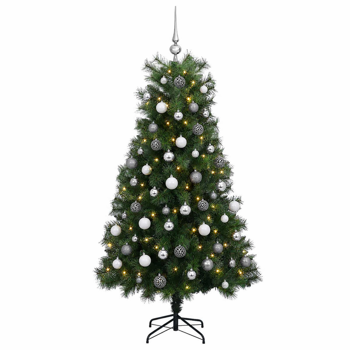 Dirbtinė eglutė su lankstomomis šakomis ir bumbulais 210 cm