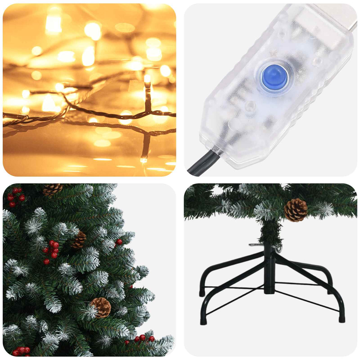 Dirbtinė Sulankstoma Kalėdų Eglutė 270 cm 300 LED Šilta balta