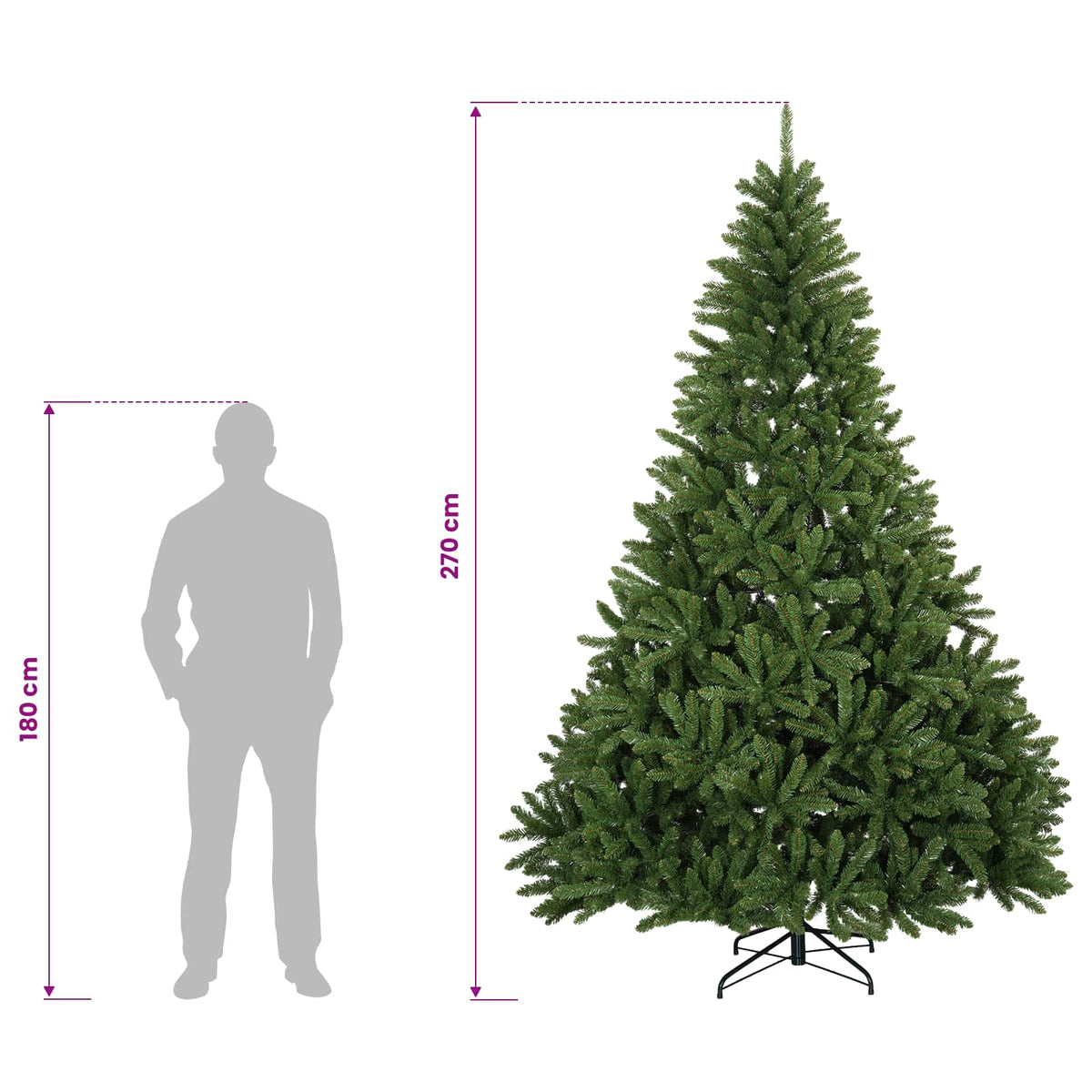 Dirbtinė Sulankstoma Kalėdų Eglutė 270 cm 600 LED Šilta balta