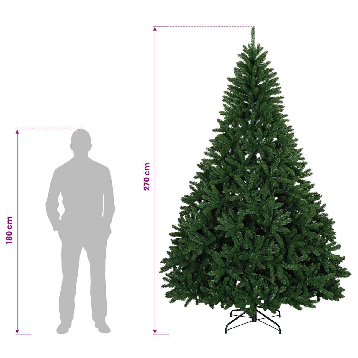 Dirbtinė Sulankstoma Kalėdų Eglutė 270 cm 300 LED Šilta balta