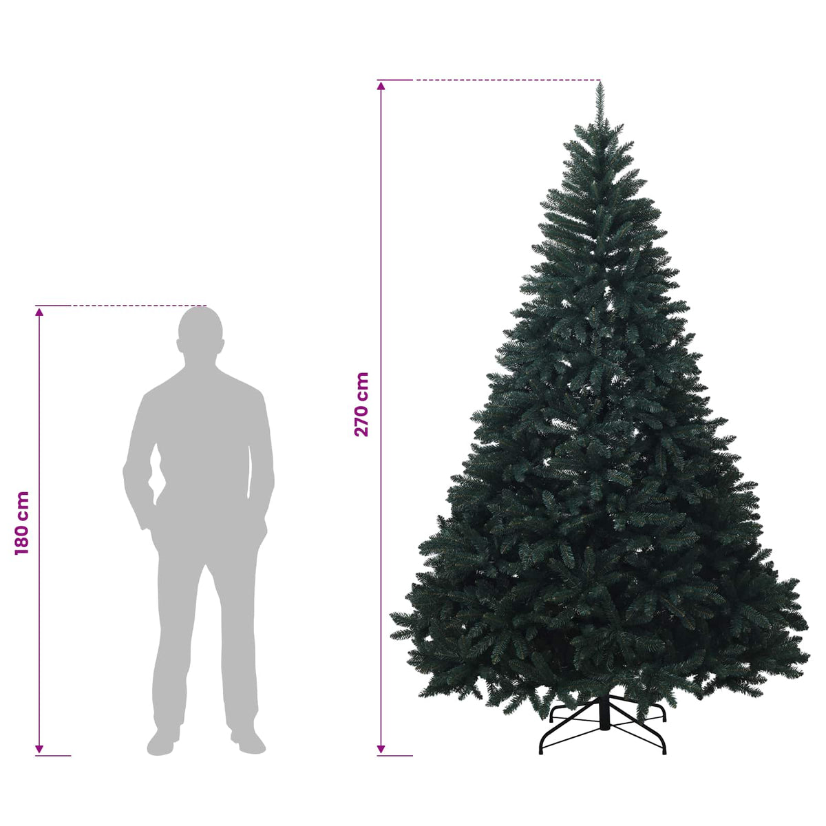 Dirbtinė Sulankstoma Kalėdų Eglutė 270 cm 600 LED Šilta balta