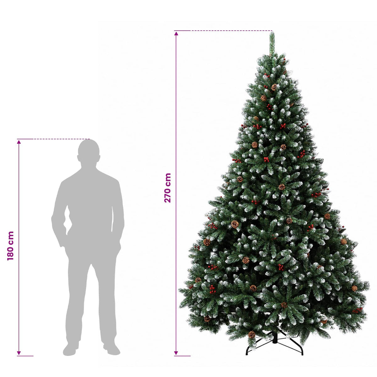 Dirbtinė Sulankstoma Kalėdų Eglutė 270 cm 300 LED Šilta balta