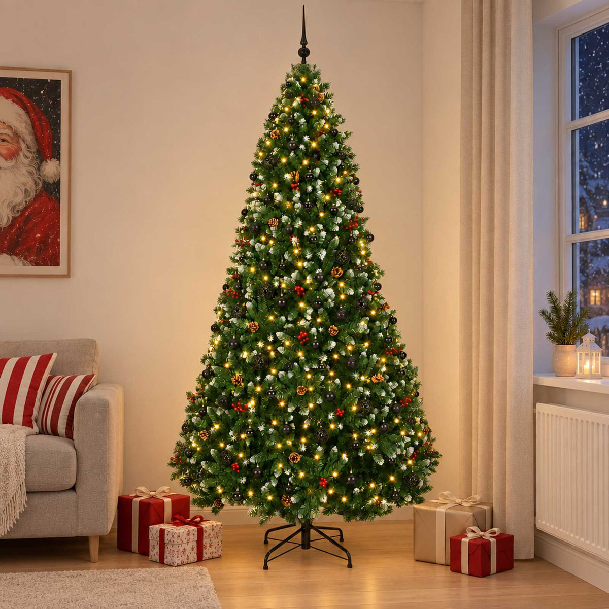 Dirbtinė Kalėdų eglutė, žalia su žaisliuku 270 cm 300 LED