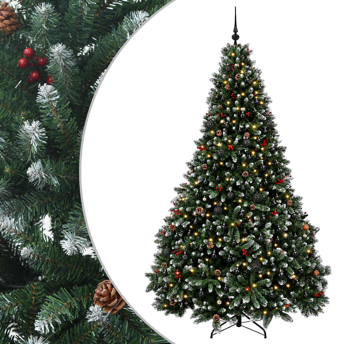 Dirbtinė žalia Kalėdų eglutė su žaisliukais 270 cm 300 LED