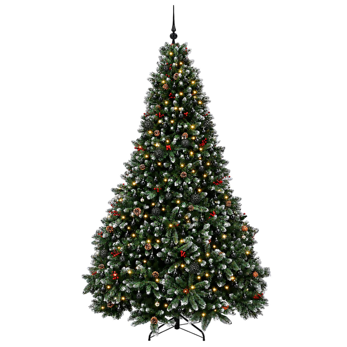 Dirbtinė žalia kalėdinė eglutė su žaisliukais 300 cm 600 LED