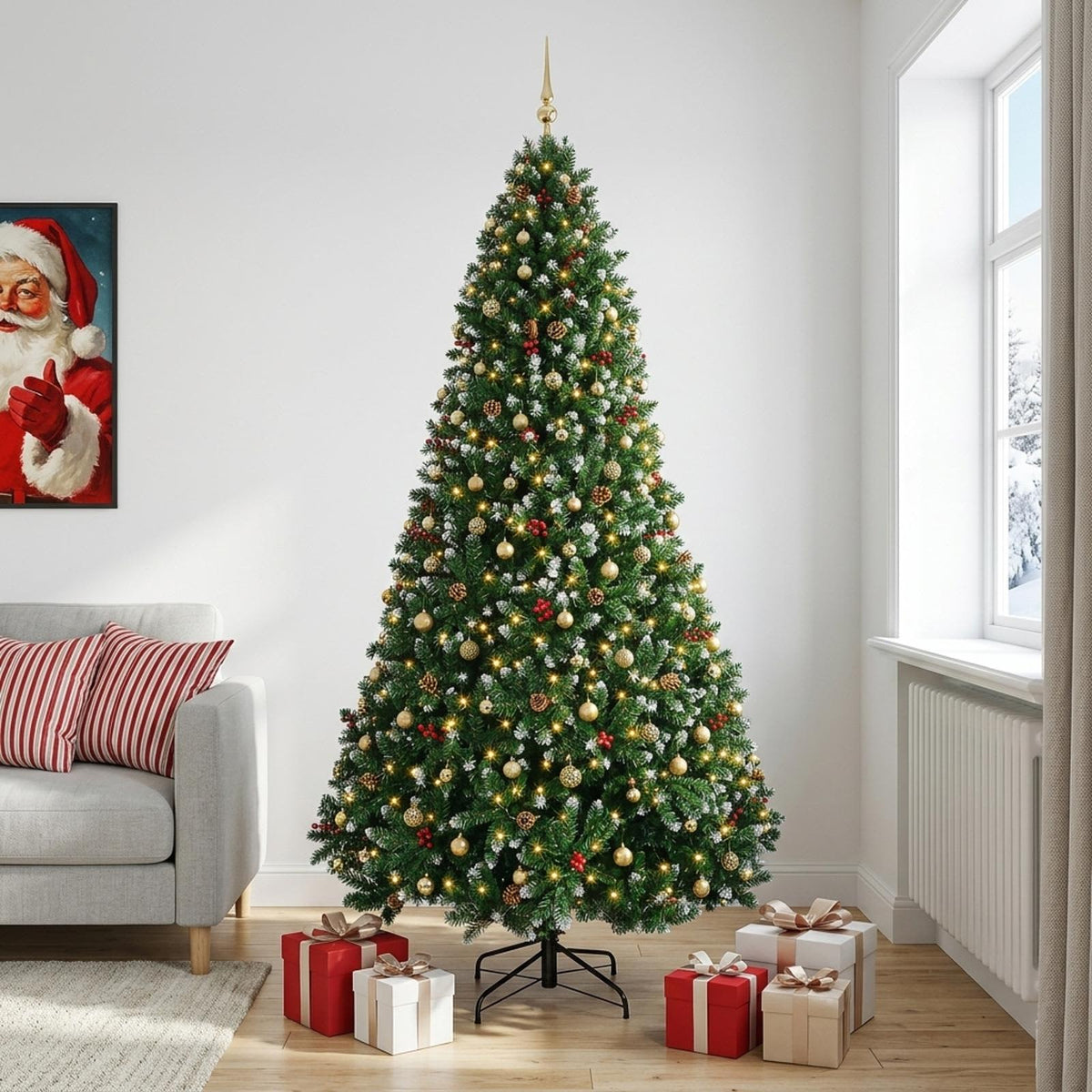 Dirbtinė žalia Kalėdų eglutė su žaisliuku 300 cm 300 LED