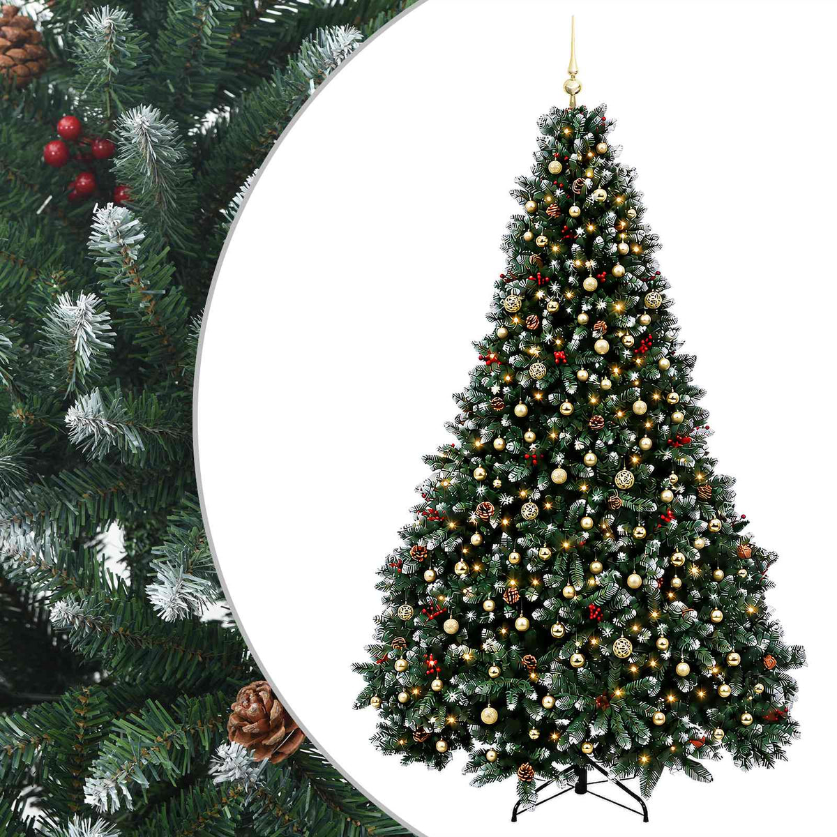 Dirbtinė žalia kalėdinė eglutė su žaisliukais 300 cm 600 LED