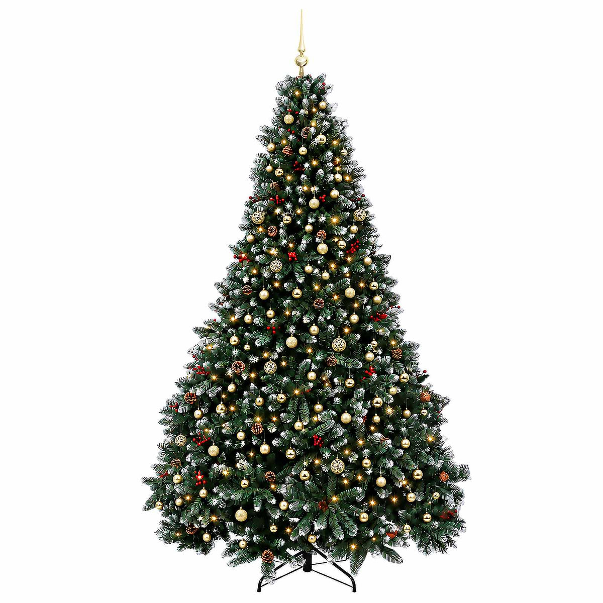 Dirbtinė žalia kalėdinė eglutė su žaisliukais 300 cm 600 LED