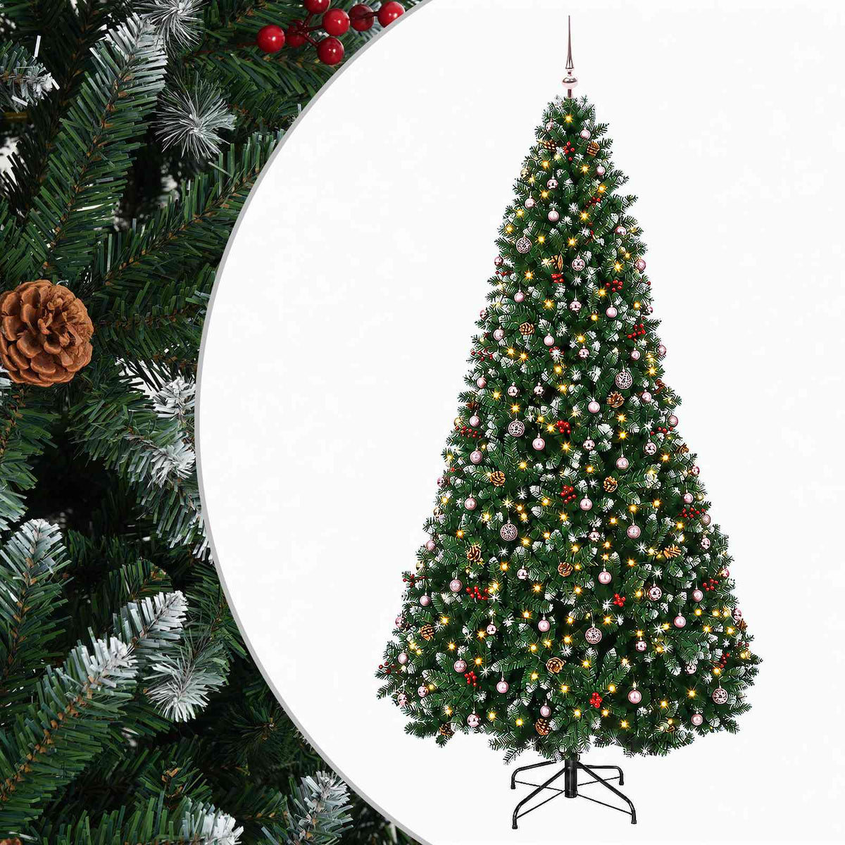 Dirbtinė žalia kalėdinė eglutė su žaisliukais 270 cm 300 LED