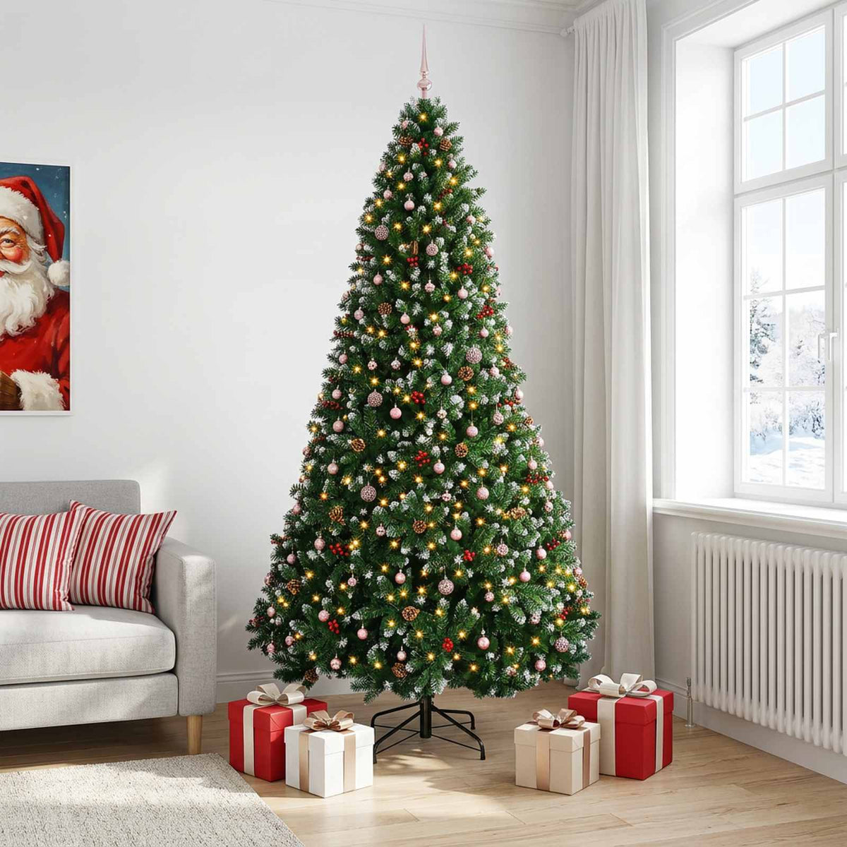 Dirbtinė žalia Kalėdų eglutė su žaisliukais 300 cm 300 LED