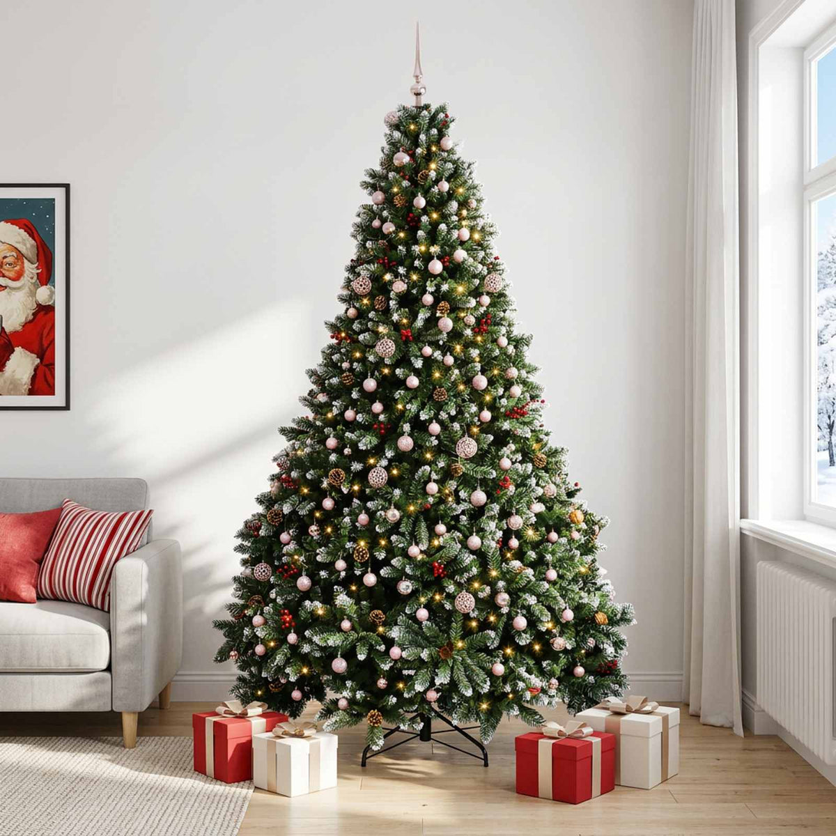Dirbtinė žalia Kalėdų eglutė su žaisliuku 300 cm 600 LED