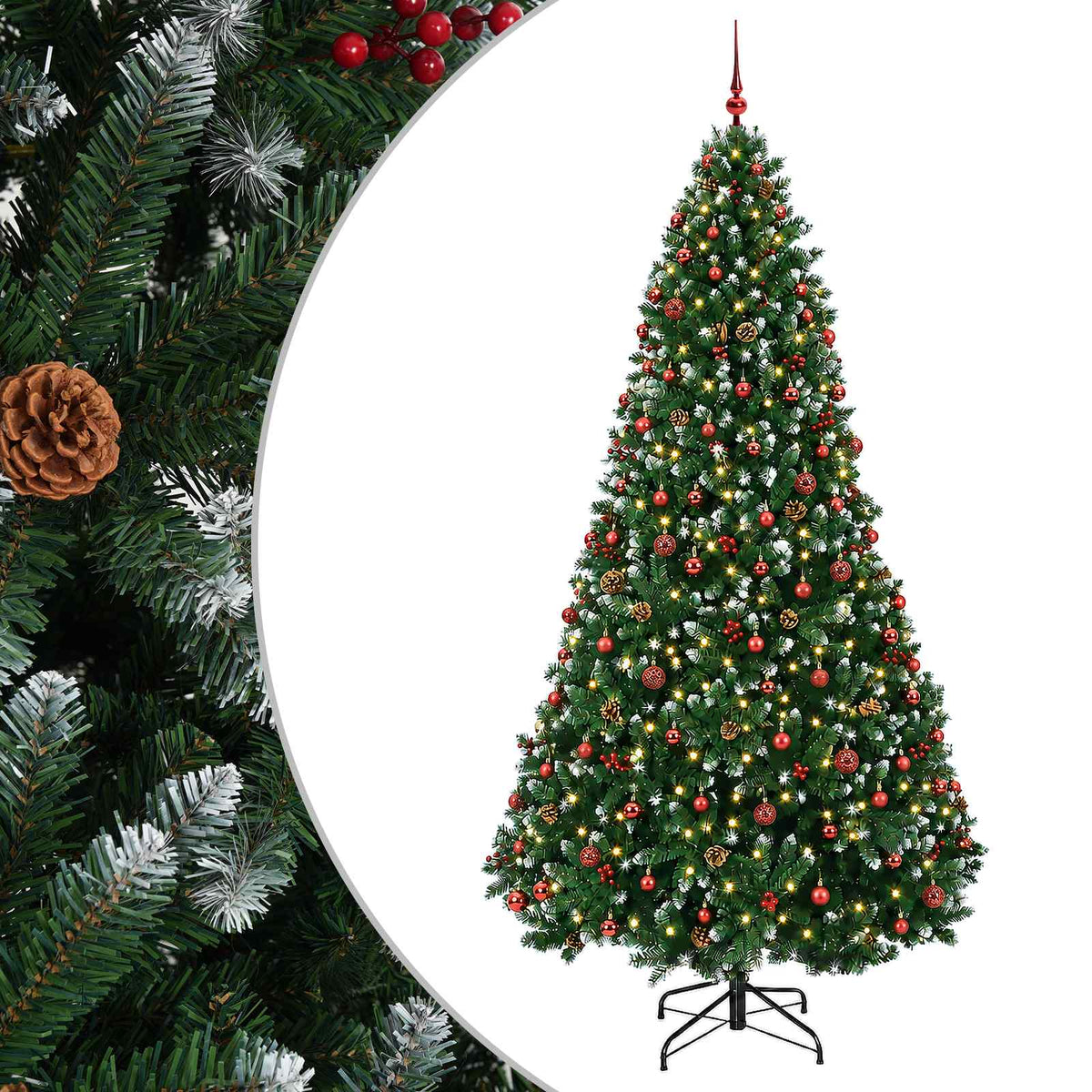 Dirbtinė žalia kalėdinė eglutė su žaisliukais 300 cm 300 LED