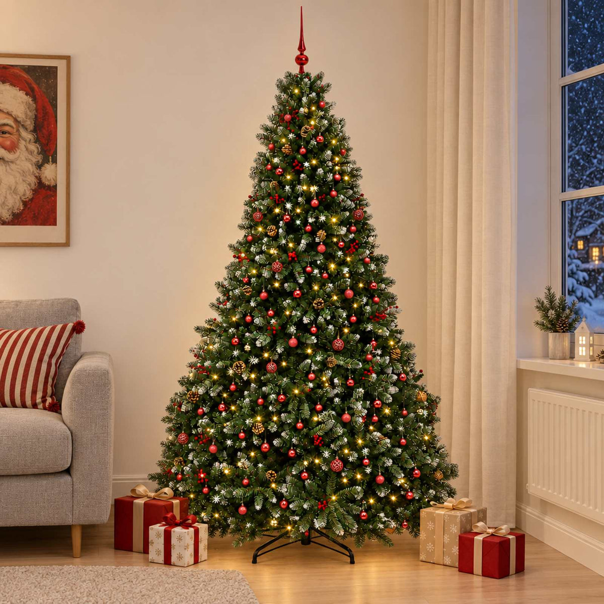 Dirbtinė žalia Kalėdų eglutė su žaisliuku 270 cm 300 LED