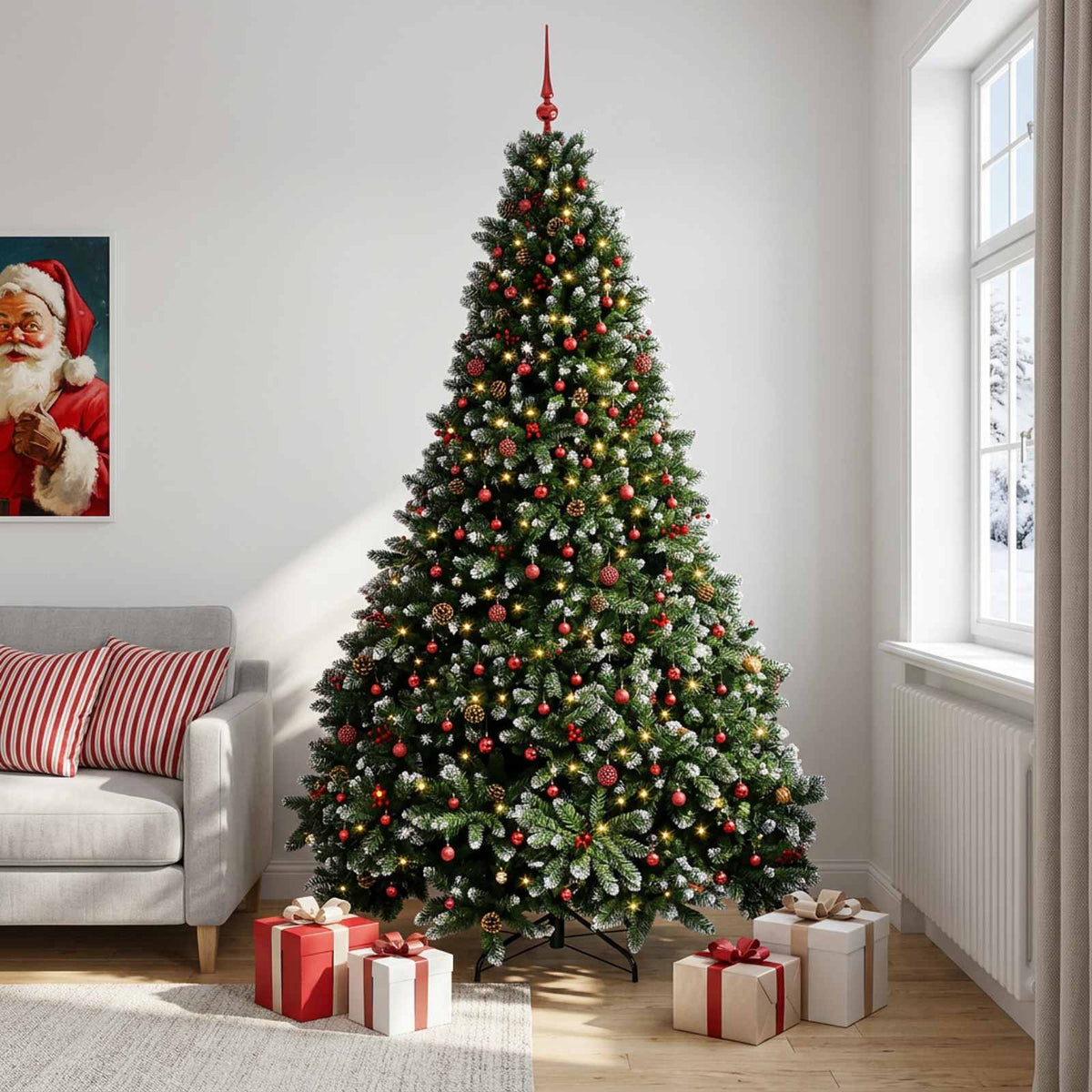 Dirbtinė žalia Kalėdų eglutė su žaisliuku 270 cm 300 LED
