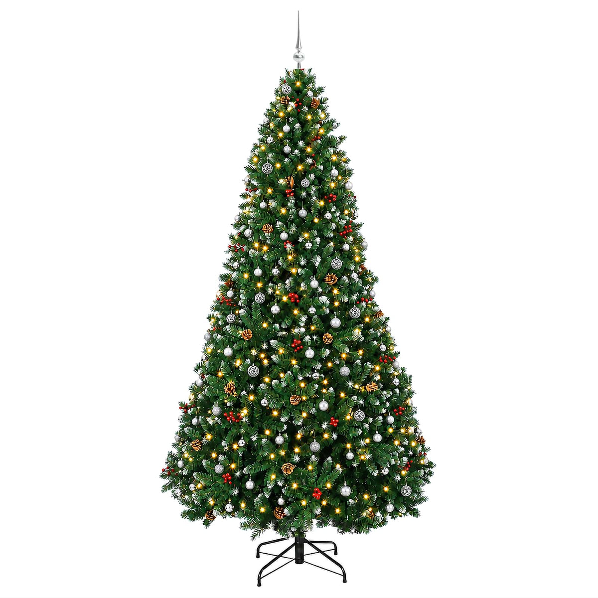 Dirbtinė žalia kalėdinė eglutė su žaisliukais 270 cm 300 LED