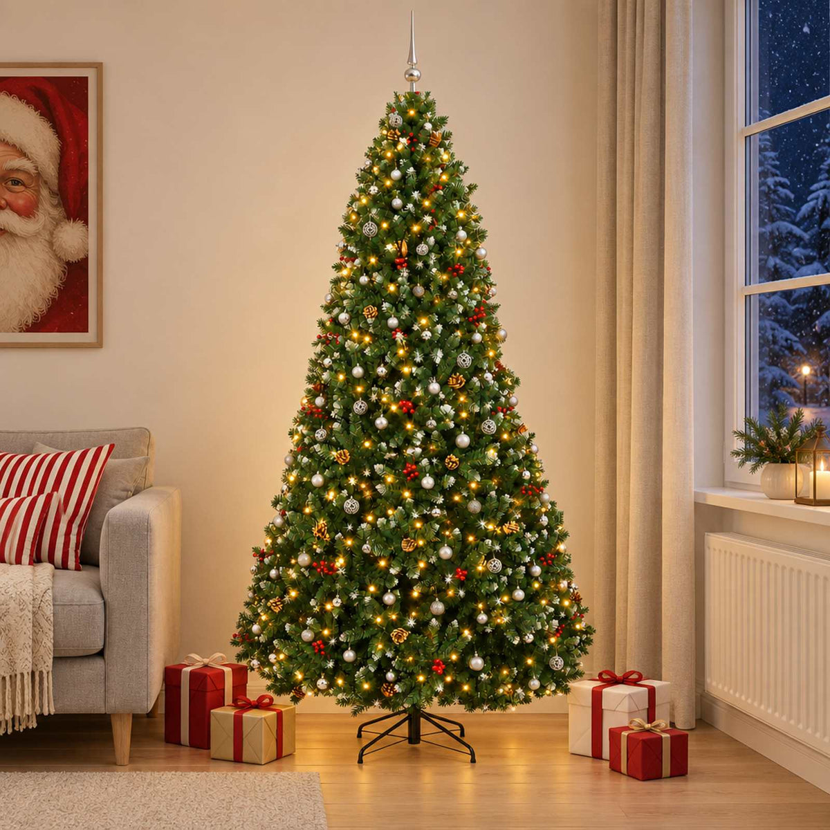 Dirbtinė žalia Kalėdų eglutė su žaisliuku 300 cm 300 LED