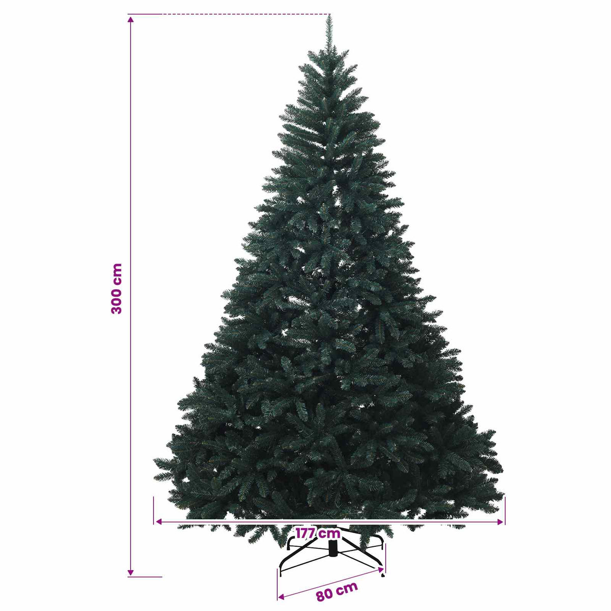 Dirbtinė tamsiai žalia kalėdinė eglutė su žaisliukais 300 cm