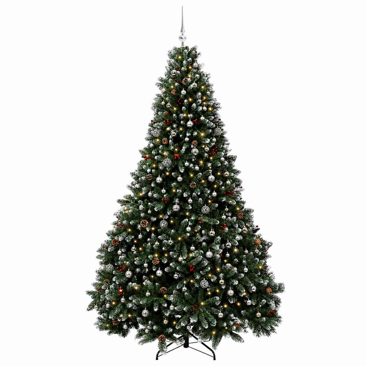 Dirbtinė žalia Kalėdų eglutė su žaisliukais 270 cm 300 LED