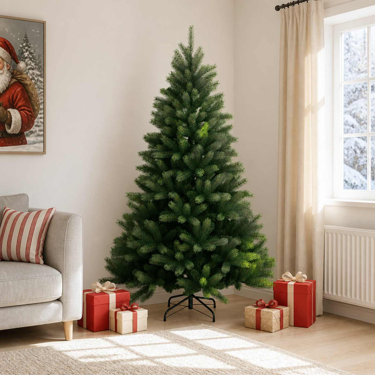 Dirbtinė Sulankstoma Kalėdų Eglutė 240 cm PVC ir metalas Žalia