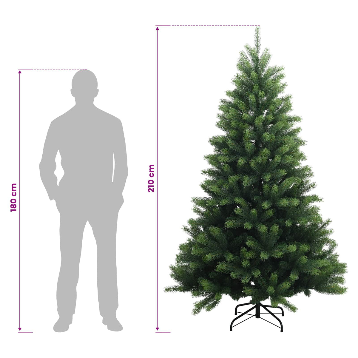 Dirbtinė Sulankstoma Kalėdų Eglutė 210 cm PVC ir metalas Žalia