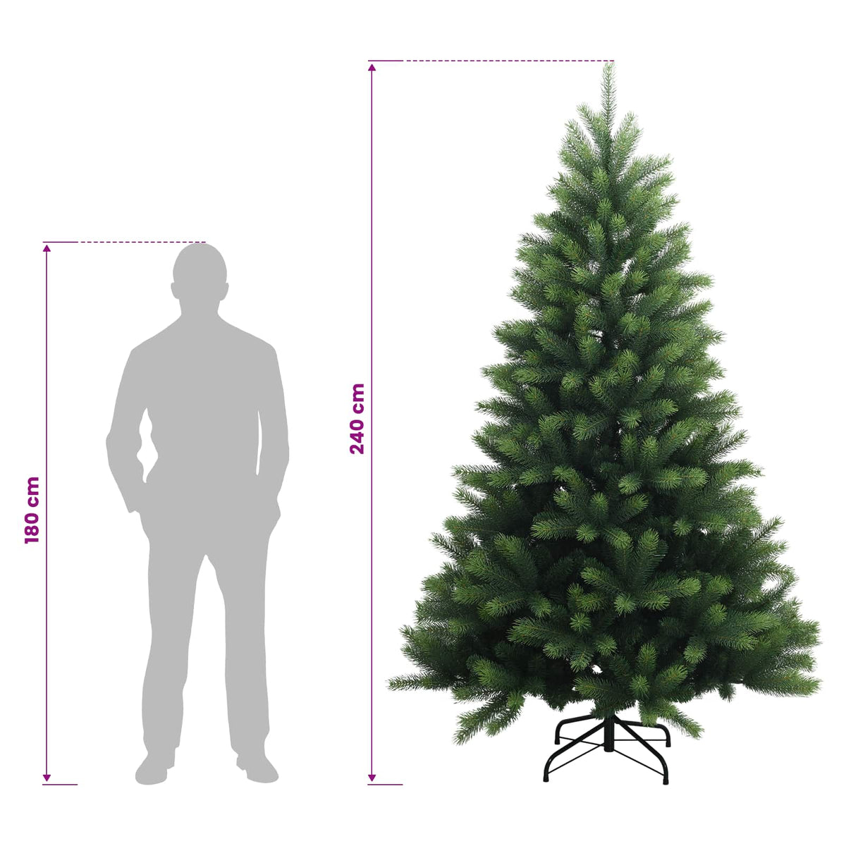 Dirbtinė Sulankstoma Kalėdų Eglutė 240 cm PVC ir metalas Žalia
